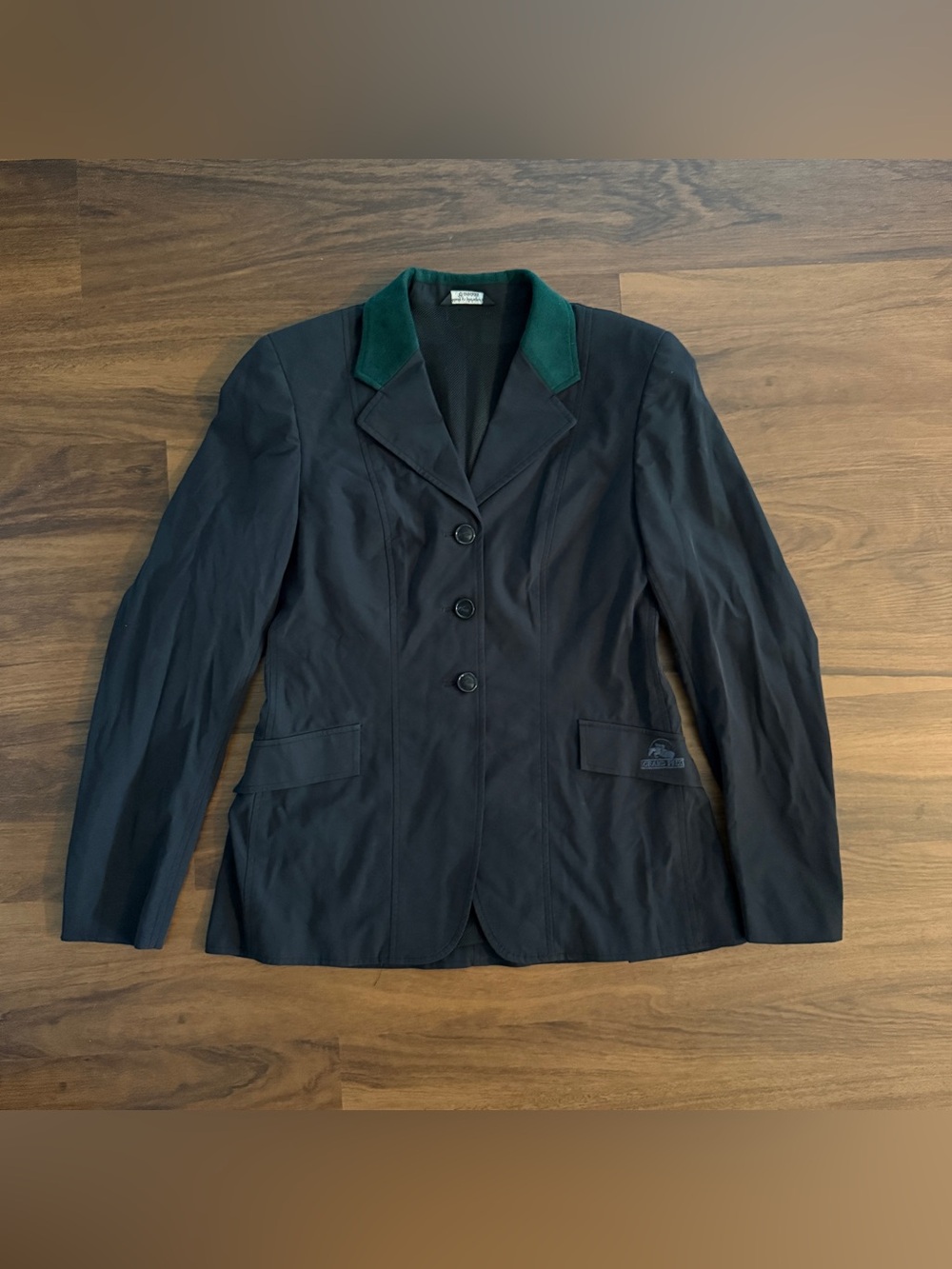 Women’s Size 12R Black/Green Grand Prix Soft Shell Horseback Riding Show Coat